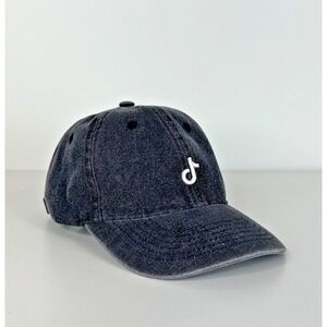 TikTok Black Denim Adjustable Strapback Baseball Hat Cap Unisex Adults